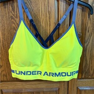 Under Armour Neon Yellow Sports Bra with Blue Accents